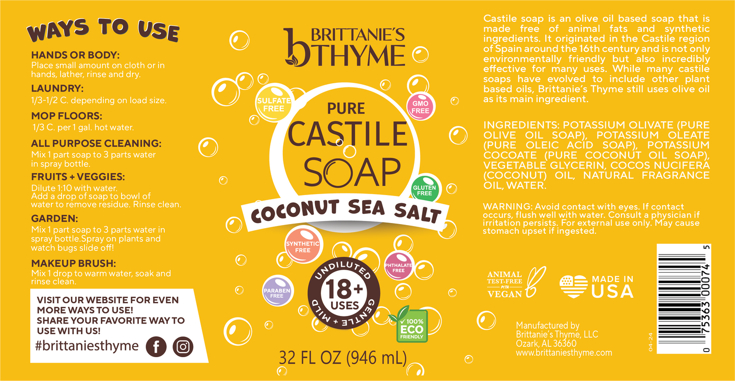 Pure Castile Coconut Sea Salt Soap
