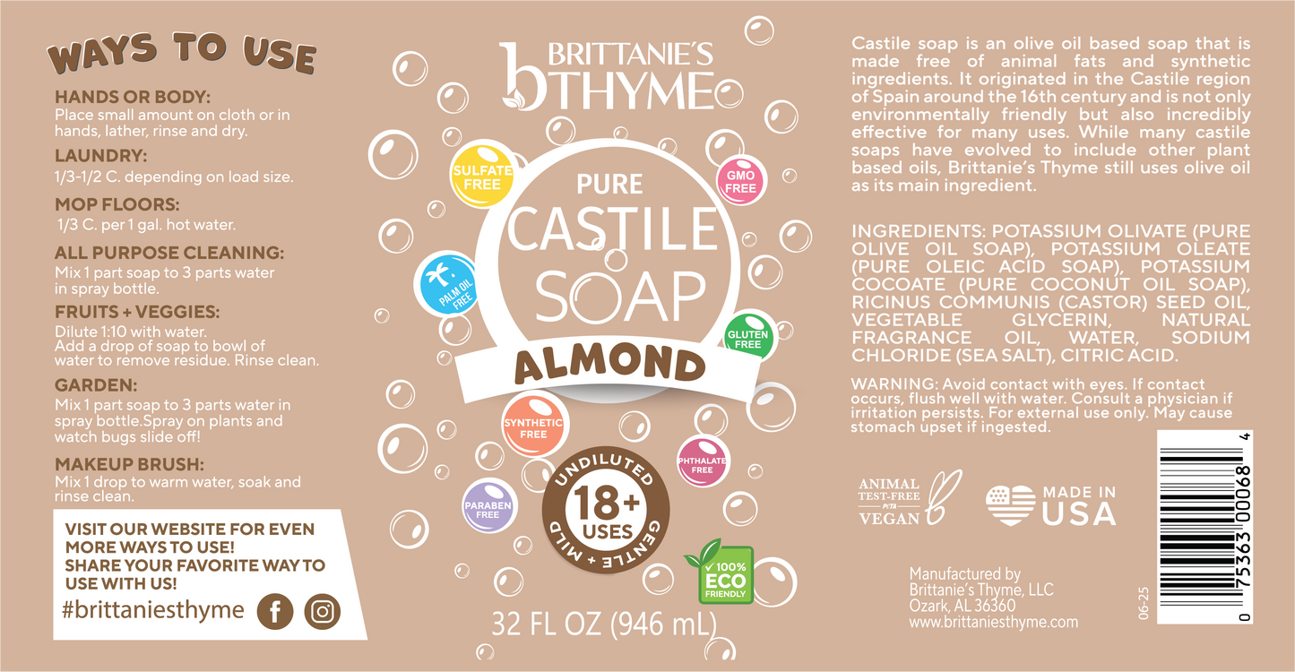 Almond Pure Castile Liquid Soap