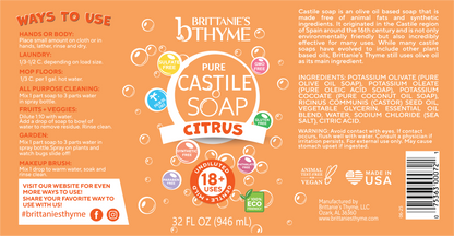 Citrus Pure Castile Liquid Soap