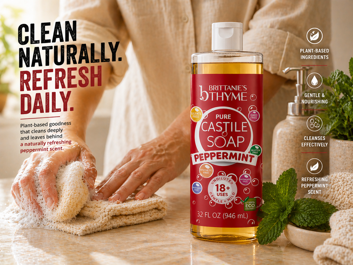 Peppermint Pure Castile Liquid Soap