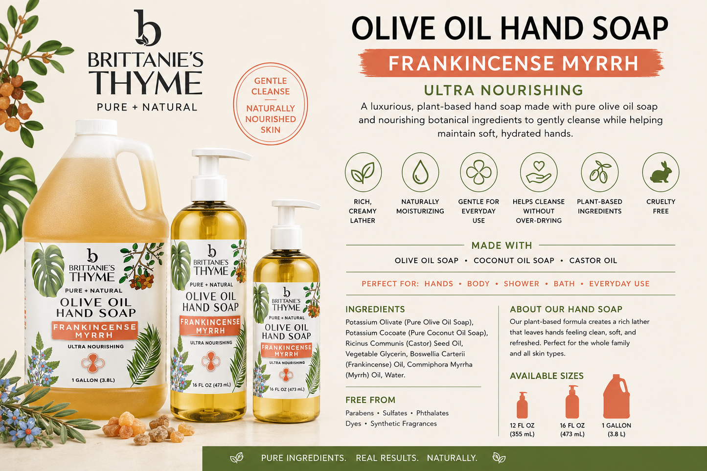 Frankincense Myrrh Olive Oil Hand Soap