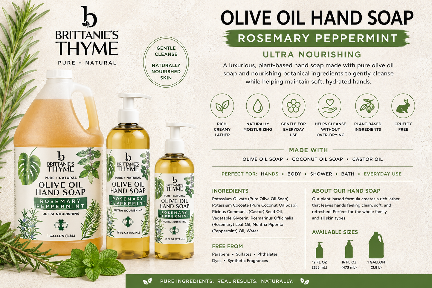 Rosemary Peppermint Olive Oil Hand Soap