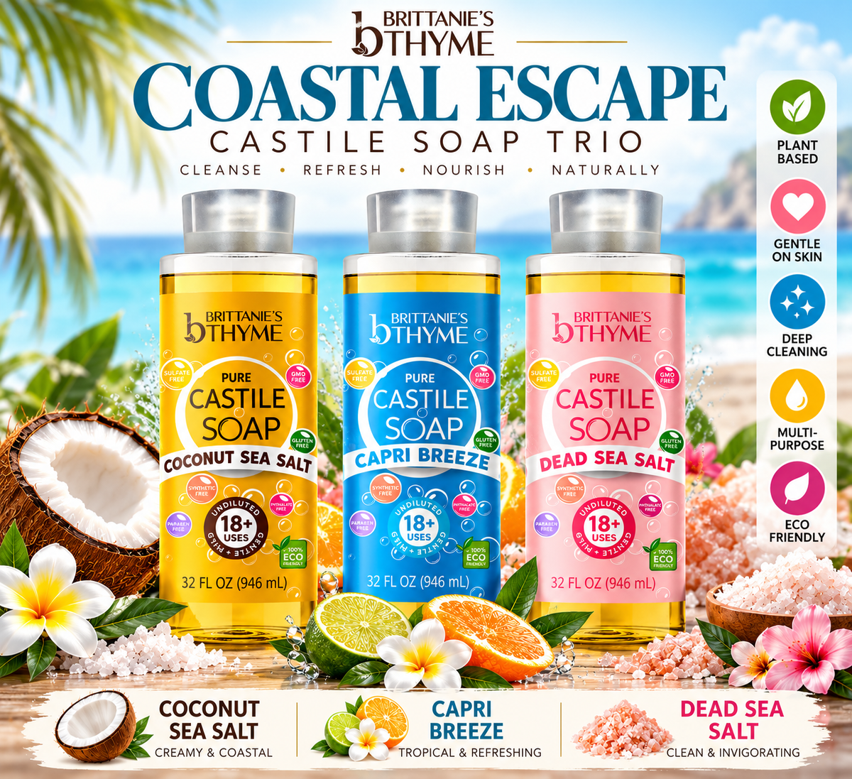 Coastal Escape Castile Soap Trio