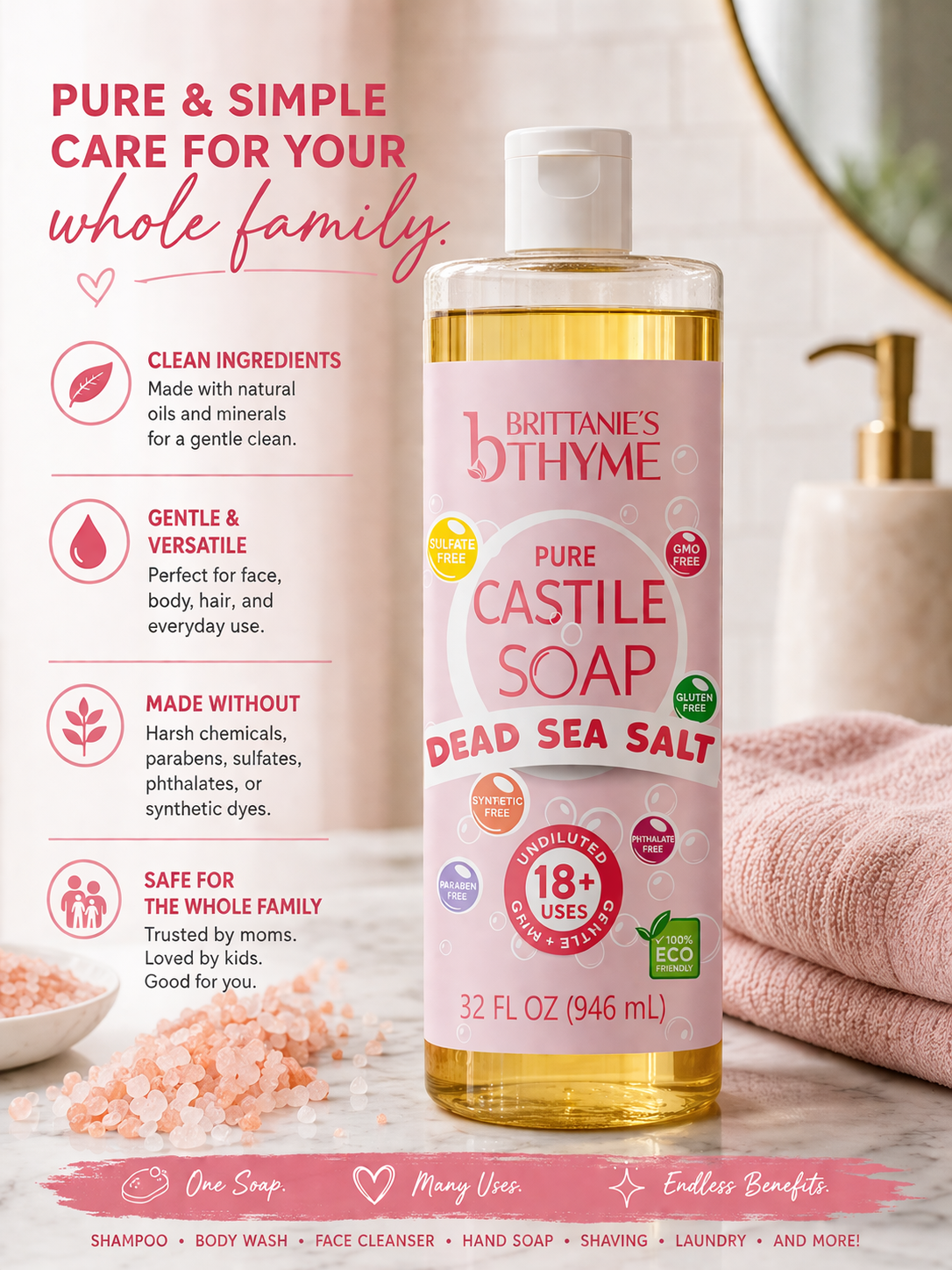 Dead Sea Salt Pure Castile Liquid Soap