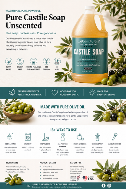 Webe ® Naturals 64oz Unscented Castile Soap